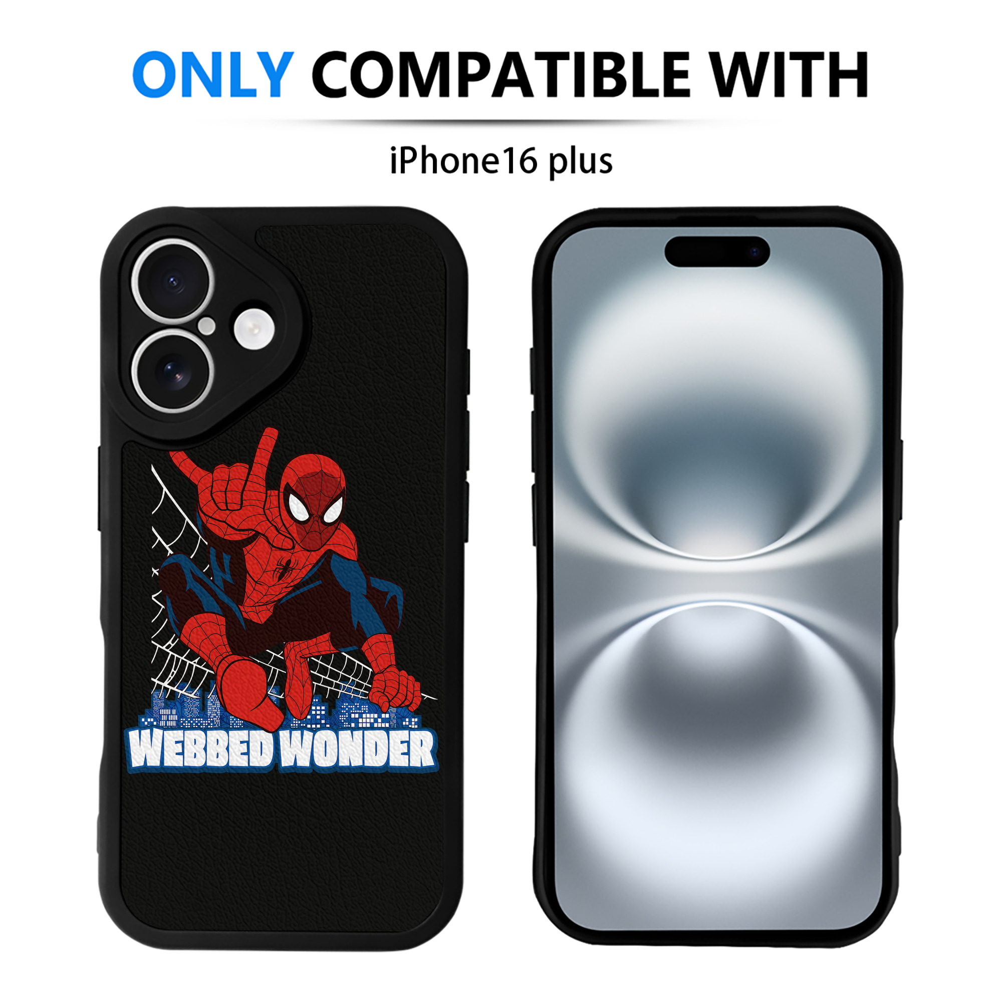 （画像用） Spider Man スパイダーマン 【iPhone 16シリーズ対応】シリコンスマホケース（レザー調） 材質：シリコン